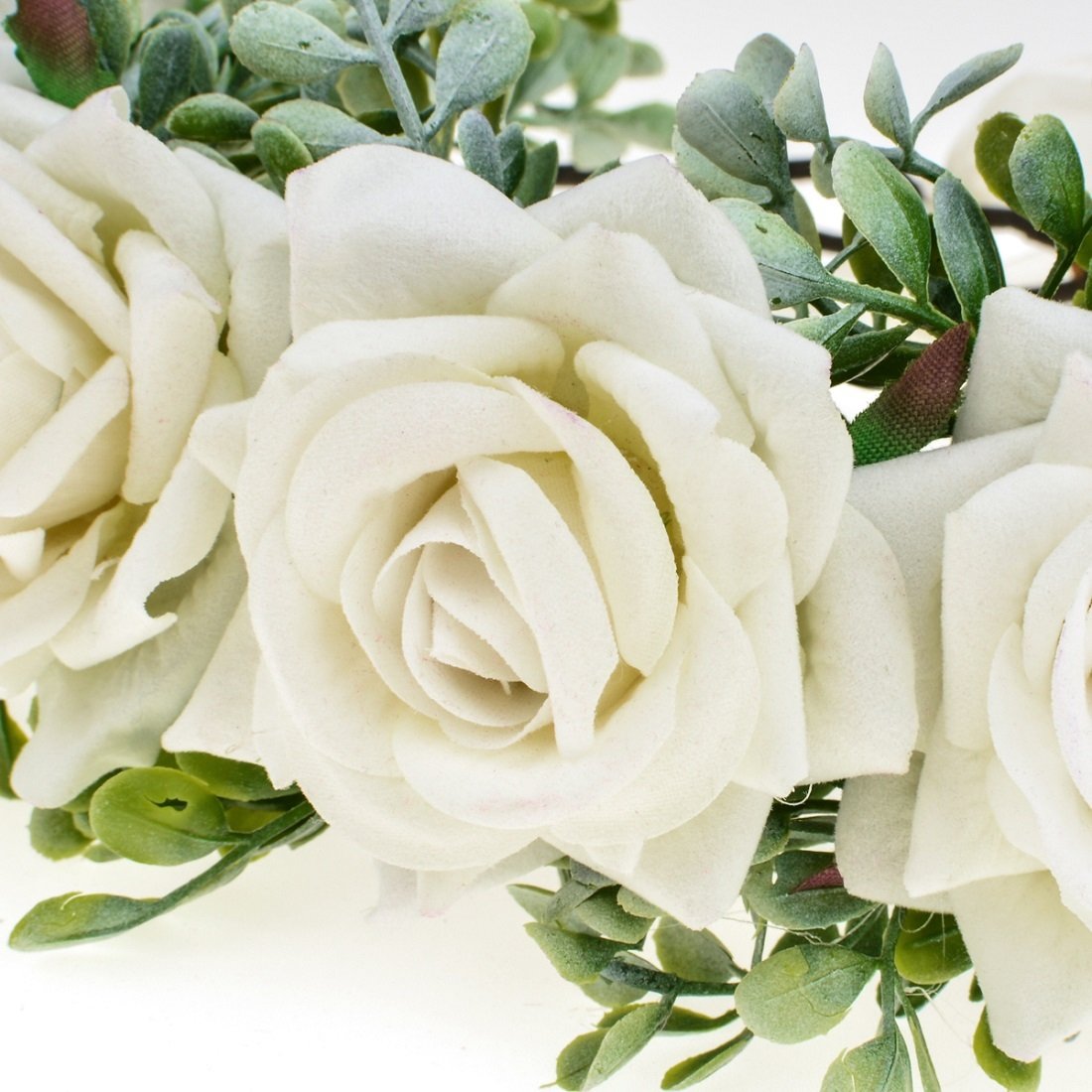 Vividsun Women Flower Crown Floral Headpiece Festival Wedding Hair Wreath Floral Crown (White) - Image 3