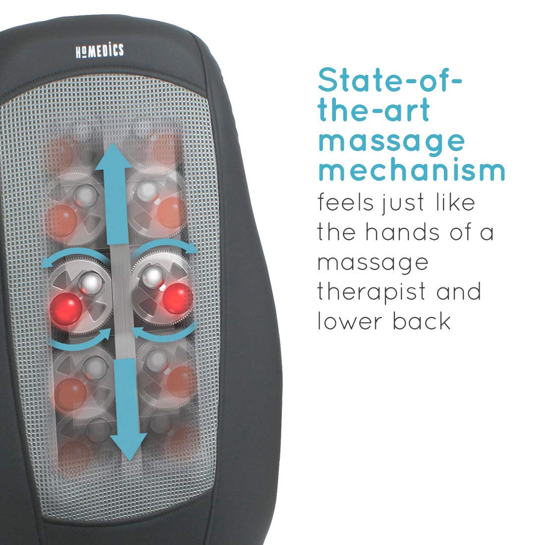 HoMedics Shiatsu Masseur Dos et Épaules - Chaise de Massage Réglable - Soulage les Rigidités / Tension - Relaxation Pleine Muscles du Haut + du Bas du Dos - Rouleau Vibration - Noir