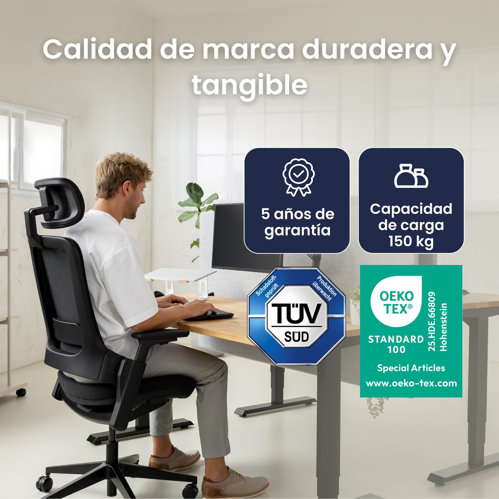 Ergotopia NextBack Pro Silla de oficina ergonómica 150 kg – Silla de escritorio ergonómica, silla de oficina ergonómica ganadora de la prueba, 100% ajustable individualmente, silla de gaming, silla de