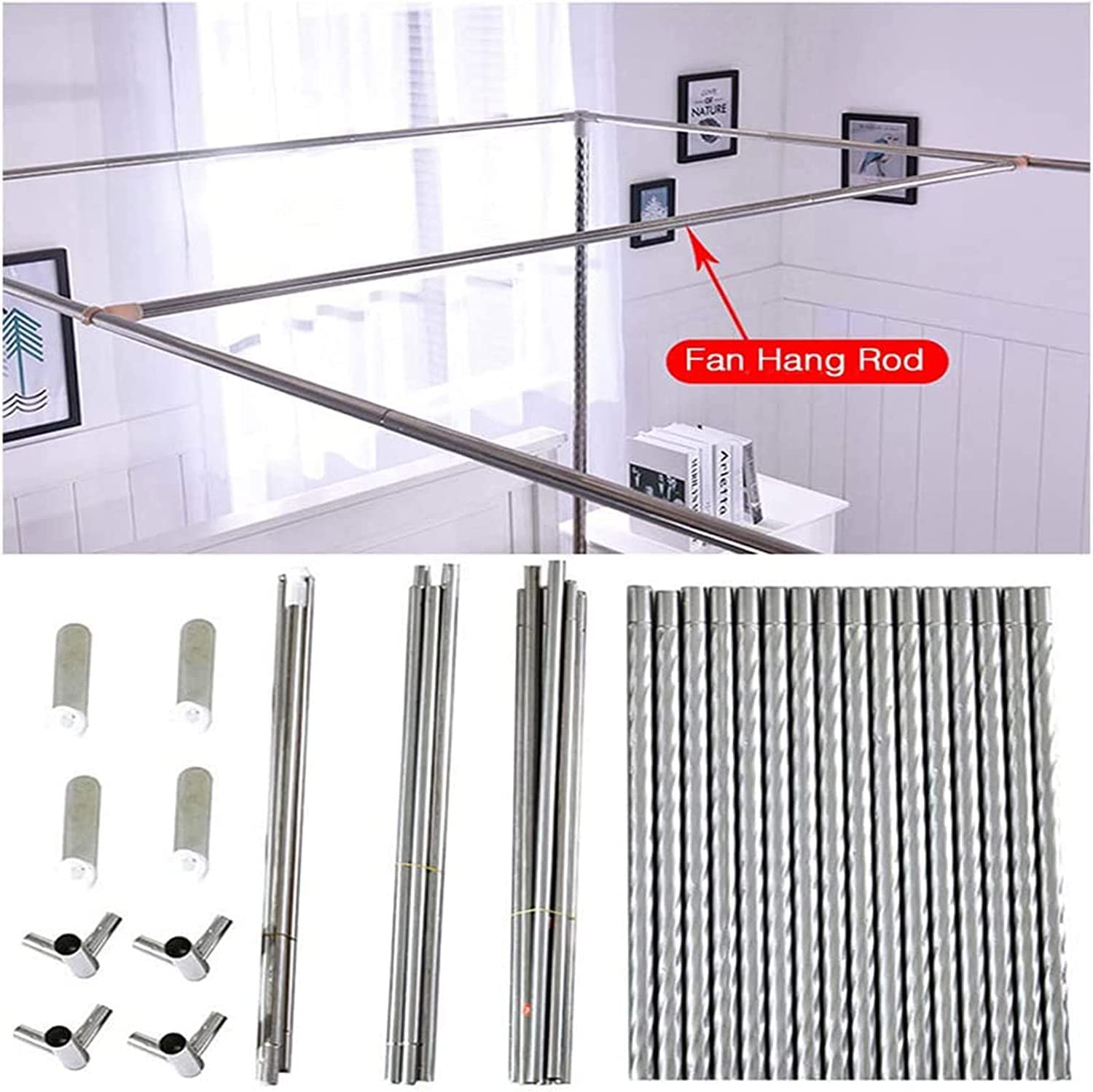 Support de moustiquaire à baldaquin en Acier Inoxydable, Cadre de Filet de lit adapté pour lit Simple/Double/King/Super King, s'adapte Parfaitement à Votre Matelas, Assemblage Facile à Faire soi-même