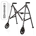 Stander Space Saver Walker Short, Lightweight Folding Rolling Mobility Aid for Juniors & Petite Adults, Compact 2-Wheel Disability Device with 6-inch Wheels & Rear Ski Glides, Black Walnut