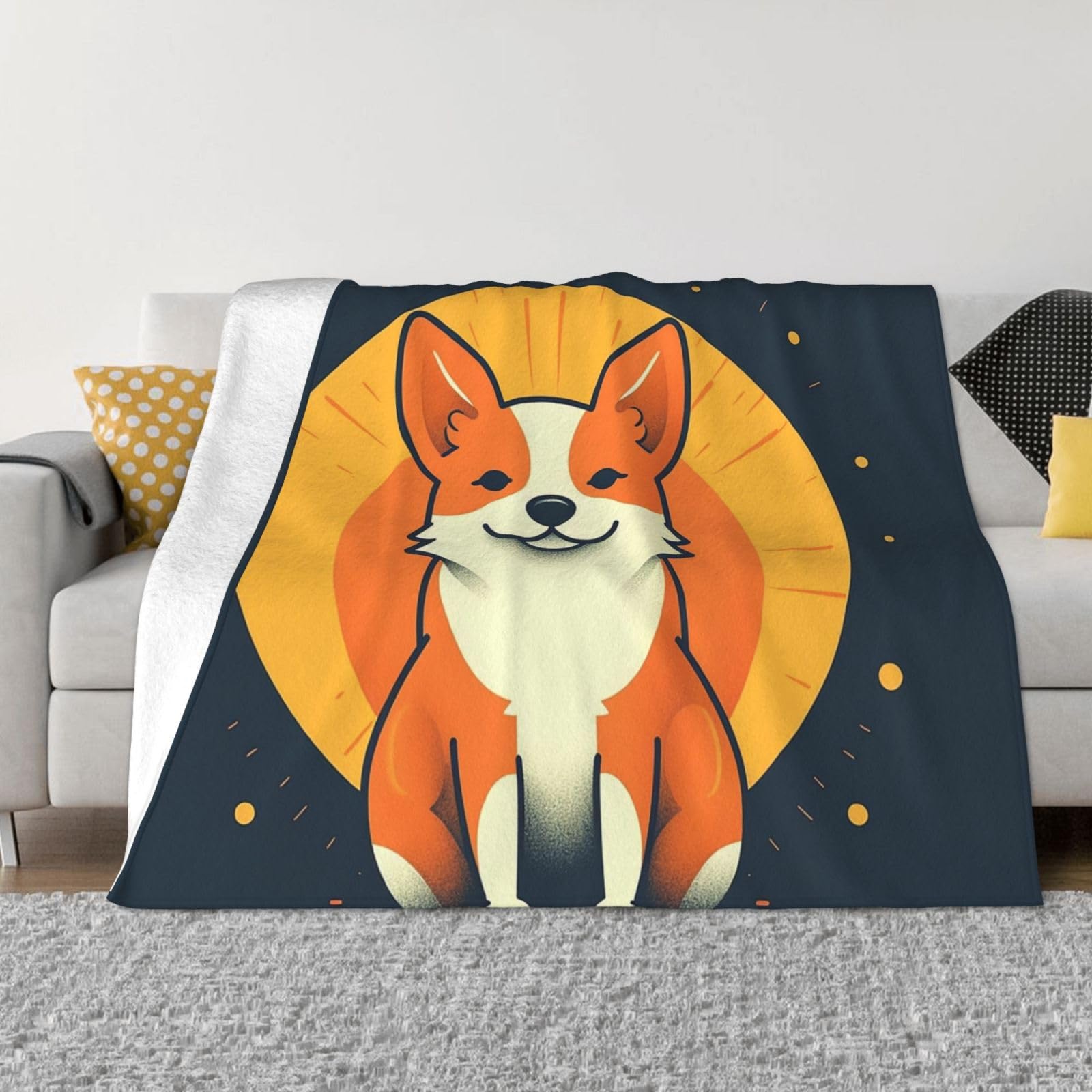 Couverture de lit chaude en flanelle corgi contre les nuits fraîches