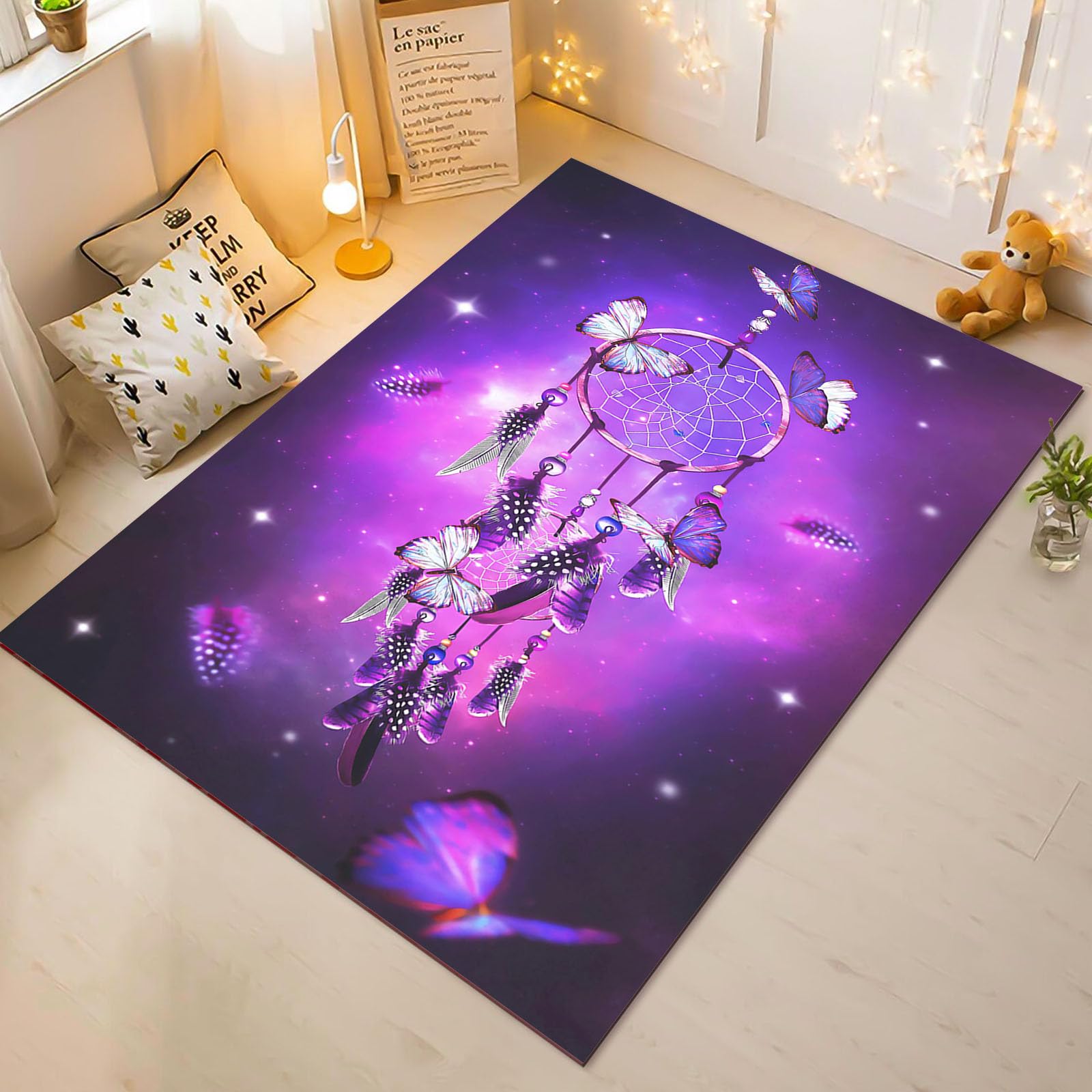 Traumfänger Teppich Wohnzimmer 160x230cm Bunt Federn Kinderteppich Kinderzimmer, Traumfänger Teppich Kinder Spielteppich Wohnzimmerteppich(17,100x160cm)