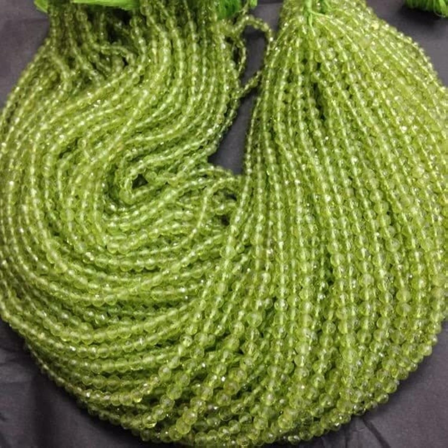 Peridot en perles rondes facettées 4 mm pour réparer et créer des bijoux