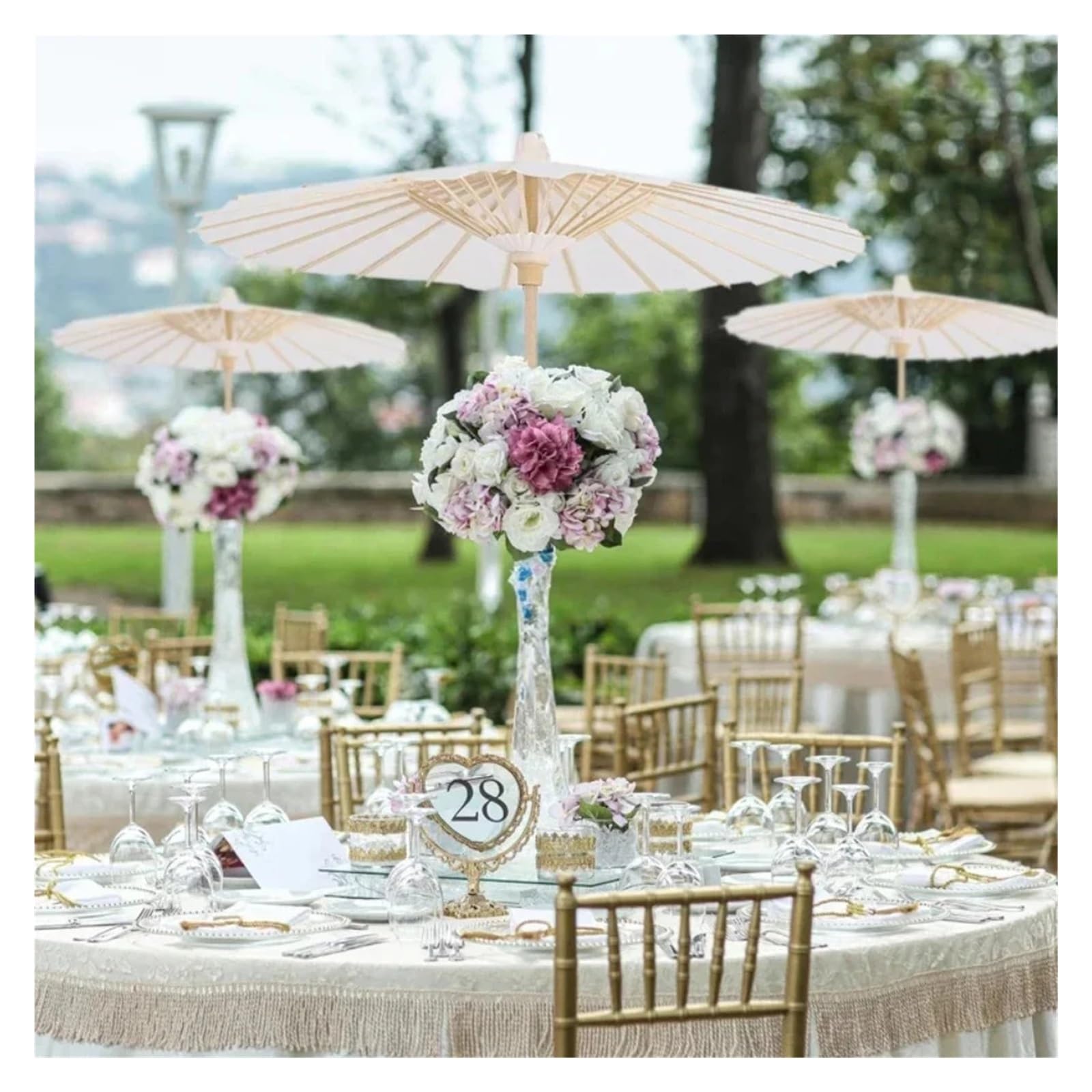 Genérico Sombrillas De Papel Blanco, 6 Uds., 40/60/80cm, Fotografía De Boda, Accesorio De Cosplay, Decoración De Playa For Fiesta De Verano