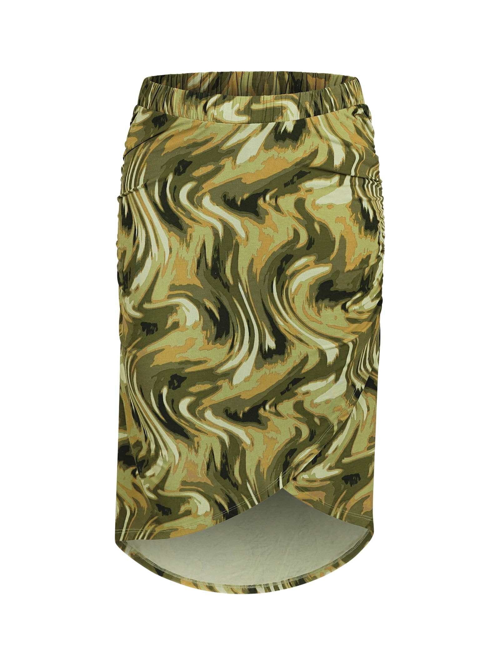 – Womens Ruched Wrap Midi Skirt Elastic Waist Bodycon Party Skirt Elegant Summer Dress Casual Evening Work Outfit Trendy Fashion Skirt