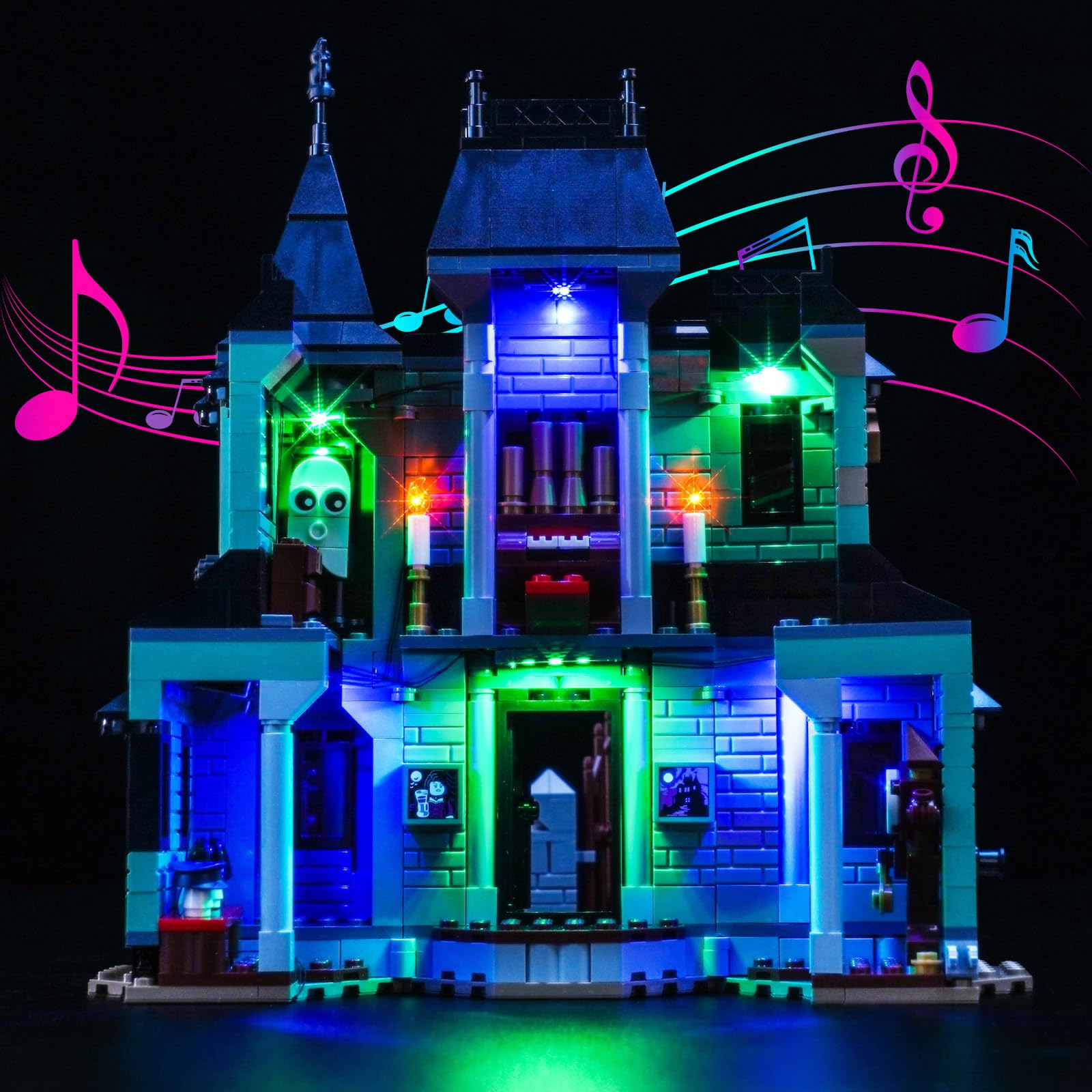LocoLee Led Music Version Light Set Compatible with Lego 31167 Haunted Mansion Led Decoration Lighting Kit Compatible with Lego 3-in-1 31167 Building Blocks Model,Only Lights Set,No Model
