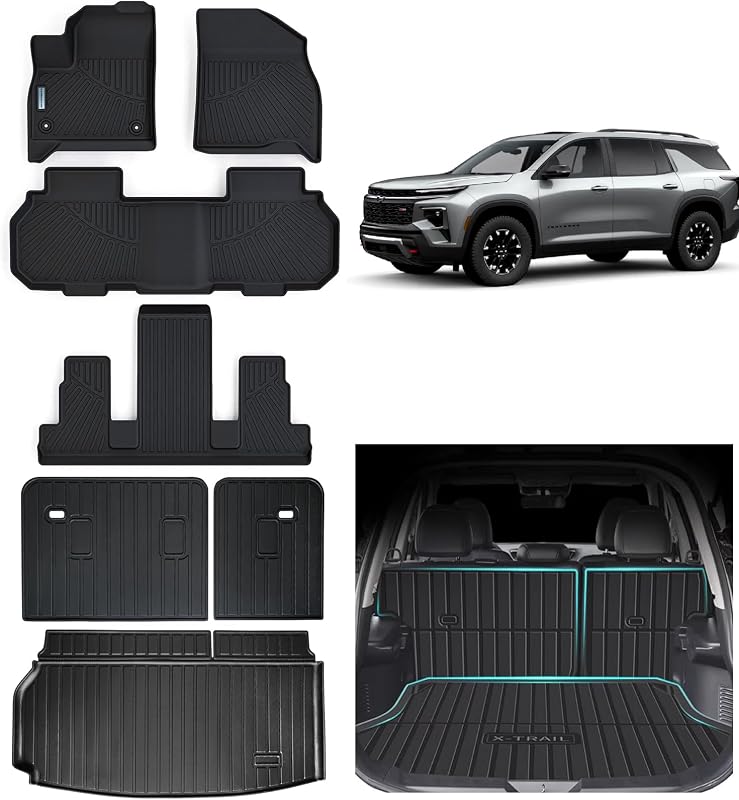 Tapetes automotivos de TPE sob medida para Chevy Traverse, GMC Acadia e Buick Enclave 2024–2026 com tapete de porta-malas