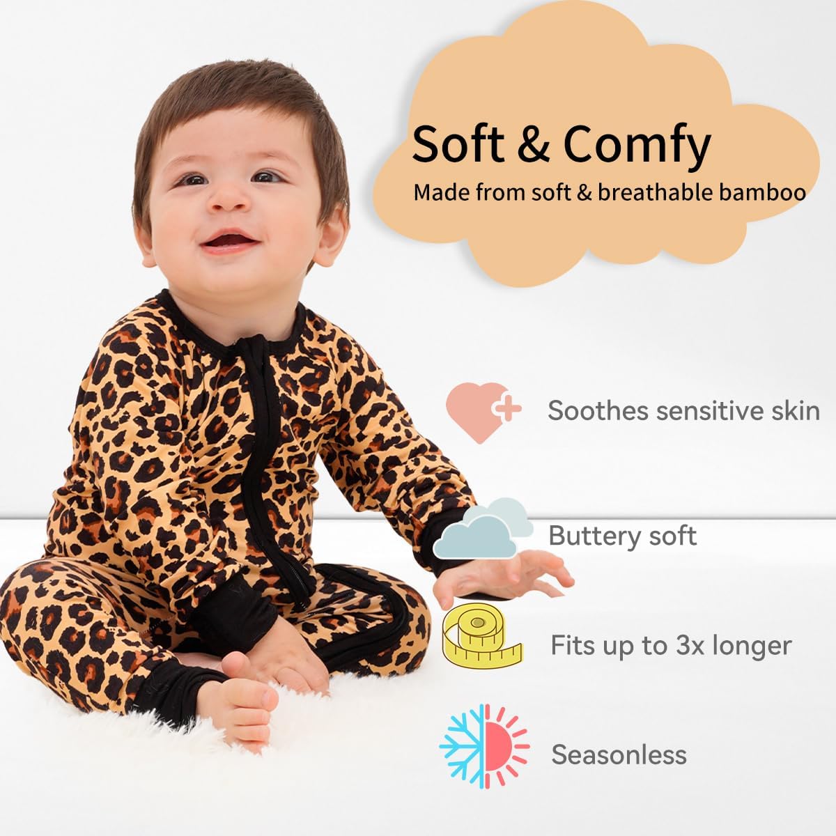 Weiwei Pajamas for Baby Boys & Girls Footies, Viscose from Bamboo Baby Romper, Baby Sleepers, 2-Way Zippy PJs, YKK - Image 2