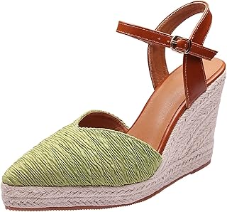 Cuñas Mujer Cuñas Esparto Cómoda Ligeras Tallas Grandes Sandalias Verano Altura Media Casual Esparteñas Color Sólido Minimalista Elegante