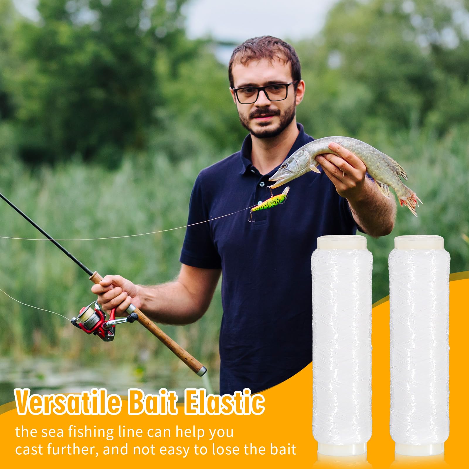 Molain Fil Élastique Invisible Nylon 0.2 Mm - 2 Bobines De 200 M Pour Pêche Au Saumon, Esturgeon, Bar (400 M Total)
