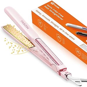 Faszin Plancha de pelo profesional 2 en 1, iones de titanio, tiempo de calentamiento de 20 segundos, pantalla LCD, para un peinado suave, rizado y preciso, mejor que las planchas anchas (rosa)