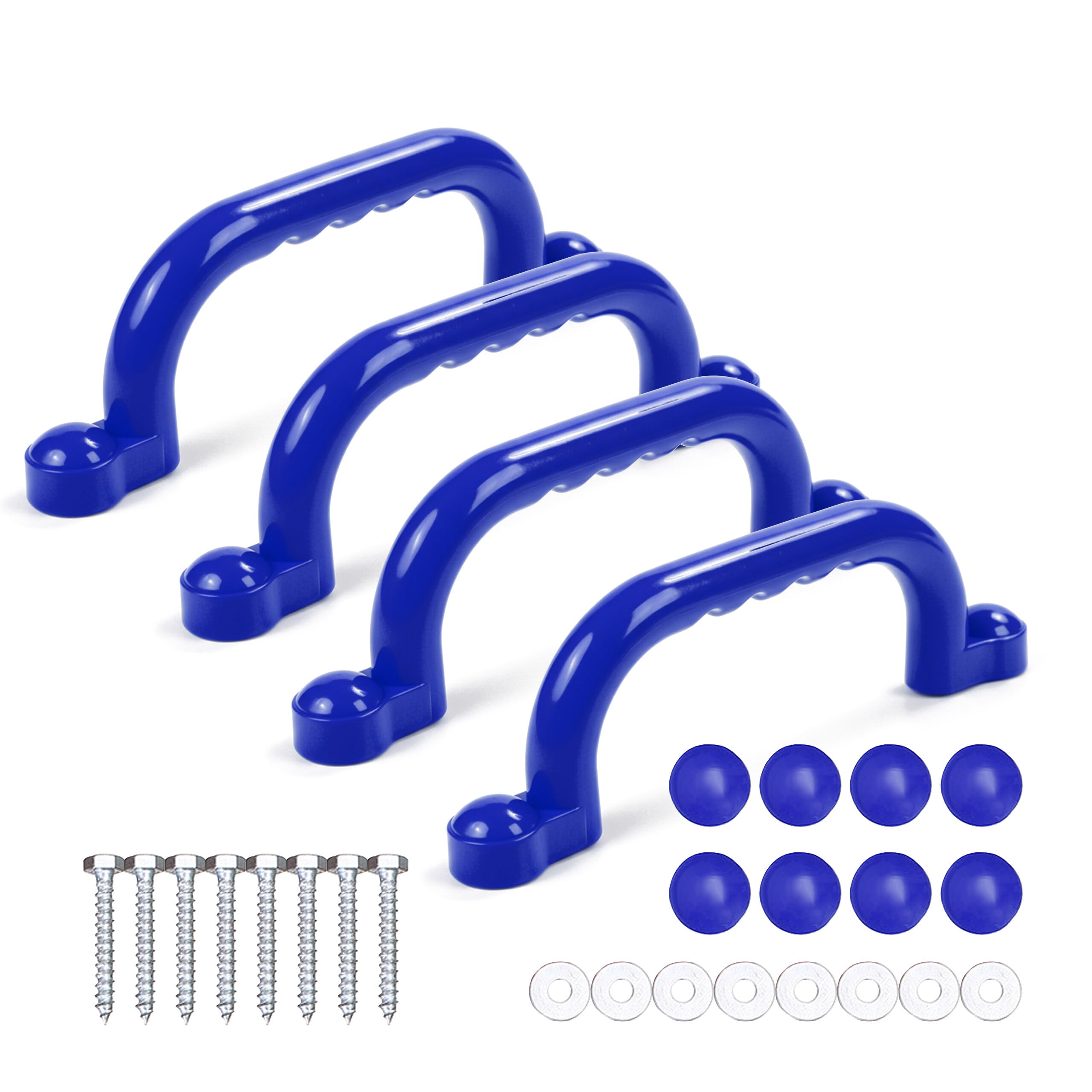 Relaxdays Climbing Frame Handles, Pack of 4, Recessed Plastic Grips, Up to 100 kg, Blue, 24 x 3 x 7 cm
