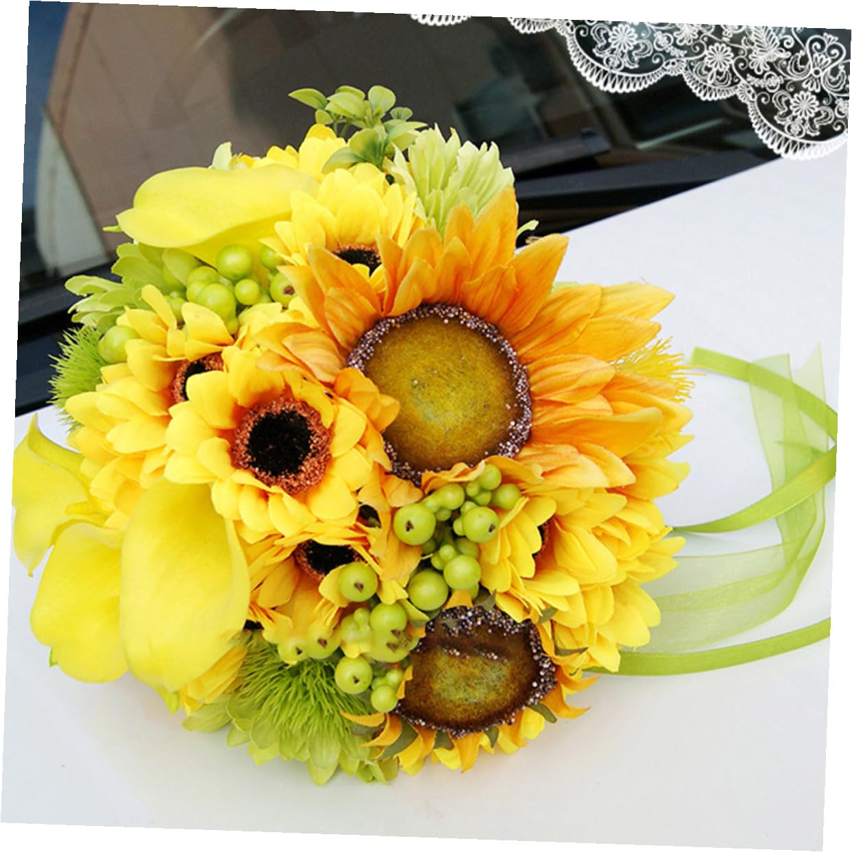 Künstlicher Brautstrauß Sonnenblumenstrauß Hochzeit Deko Party Fotorequisite Langlebig Pflegeleicht