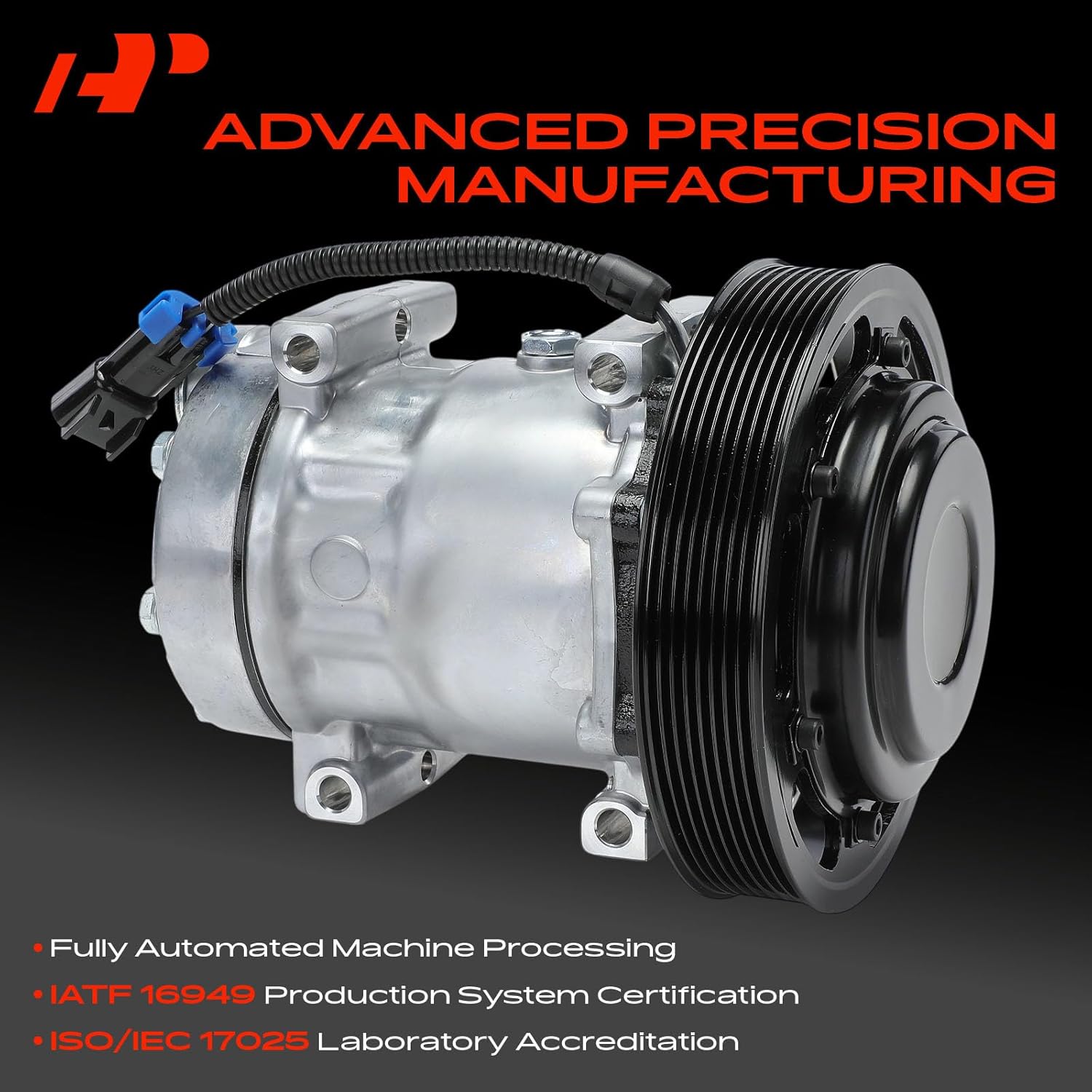 A-Premium Air Conditioner AC Compressor with Clutch Compatible with Volvo VAH 2011-2015, VHD 2008-2015, VNL 2008-2016, VNM 2008-2016 & Mack LEU MRU 2008-2015, 8.9L 10.8L 11.9L 12.1L 12.8L 14.9L 16.1L