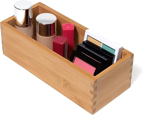 Miniatura 5 de Lipper International Caja de almacenamiento de madera de bambú para utensilios de cocina, maquillaje o suministros de oficina, 4 x 9 14 x 3 pulgadas