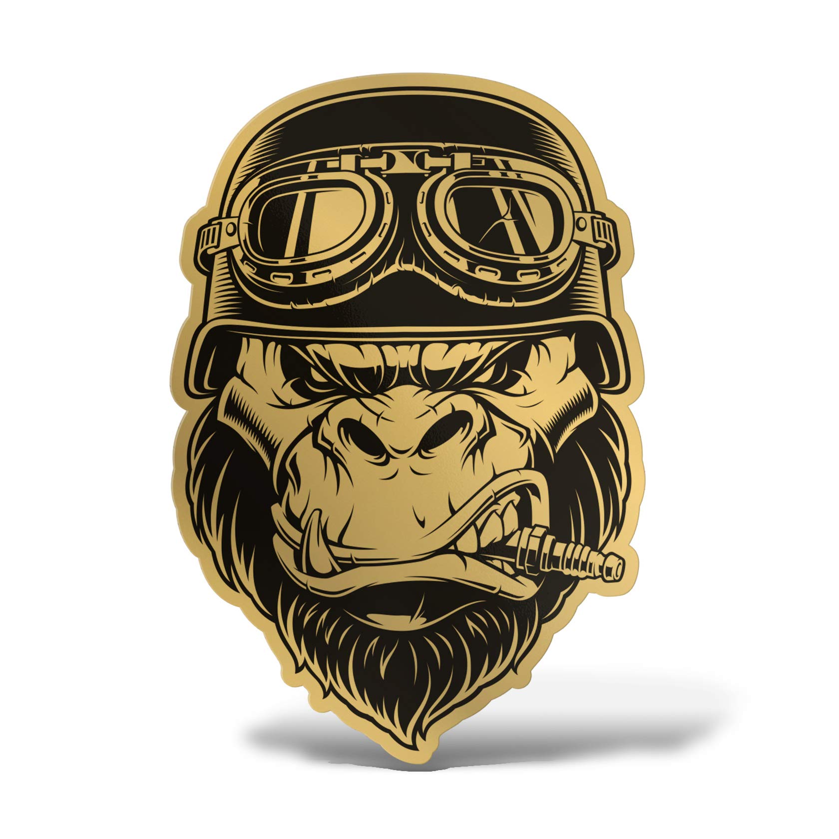 Erreinge® Autocollant Doré De 40 Cm, Motif Gorille, Sticker Imprimé Pour Voiture, Moto, Mur, Pare-chocs, Ordinateur, Portable, Valises, Vélos