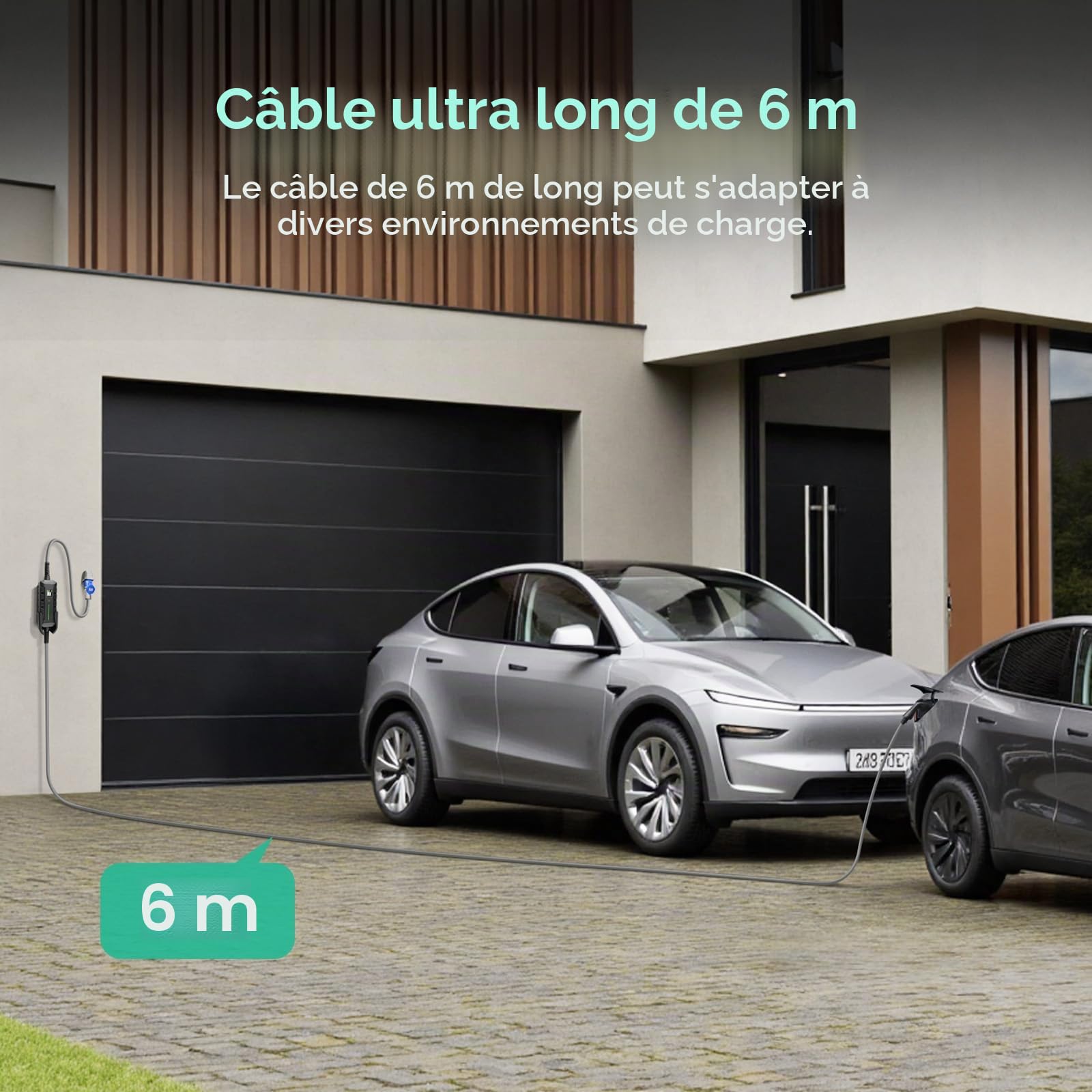 7,4kW Chargeur Voiture Electrique Type 2 avec P17 32A Prise, Monophasé | 16-32A | 6M EV Chargeur, Station de Charge avec écran Numérique, Cable Recharge Voiture Électrique pour EV & PHEV IP66