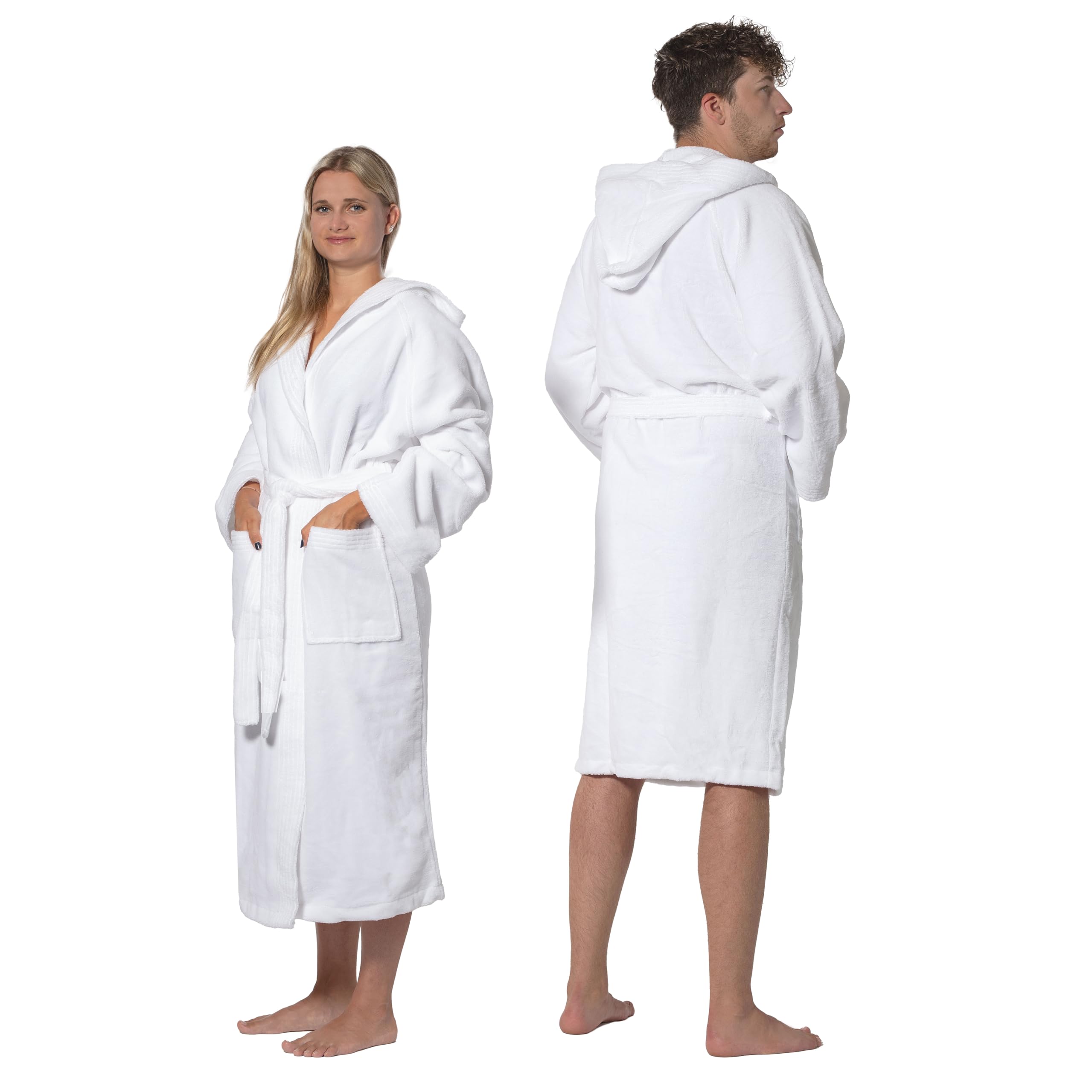 ZOLLNER Albornoz con capucha: agradable al tacto y muy absorbente, unisex, tejido mixto, tallas S-XXL, lavable, calidad hotelera, certificado Oeko Tex®, 568