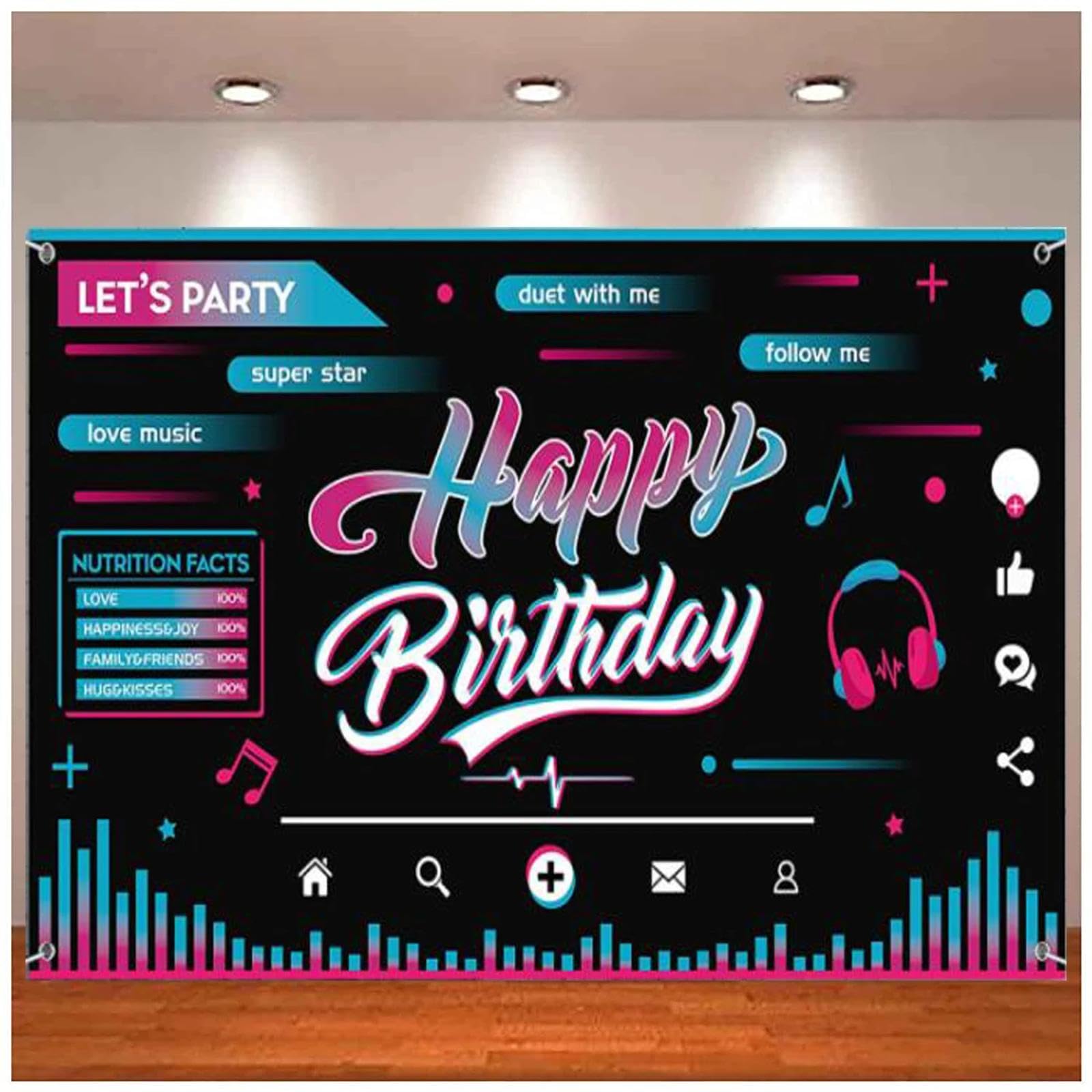 Musica Festa Fotografia Sfondo Photo Booth Banner Sfondo Social Media Tema Buon Compleanno Festa Decor Forniture Poster