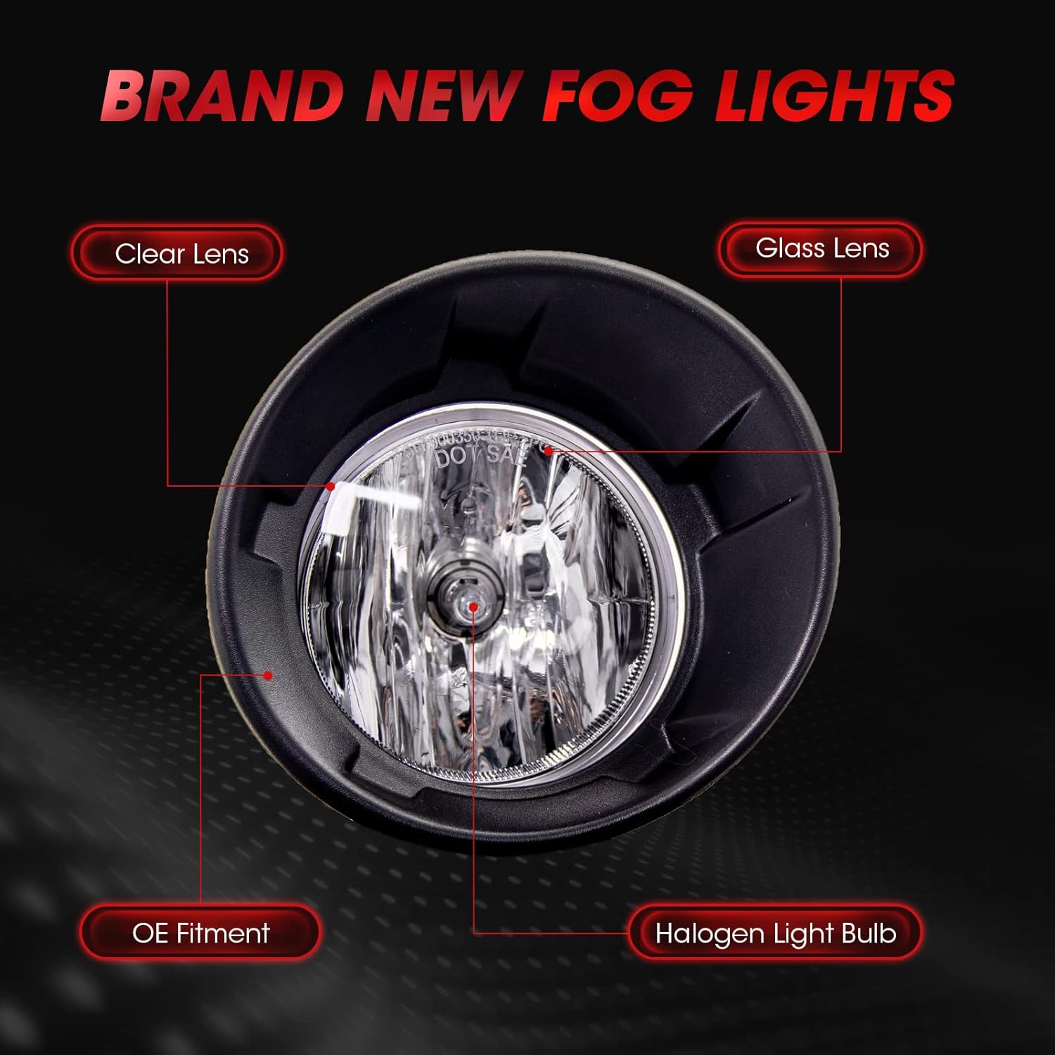 Fog Light Assembly Replacement For 2010 2011 2012 2013 Chevy Camaro With Halogen Bulbs And Black Bezel (Clear Lens)