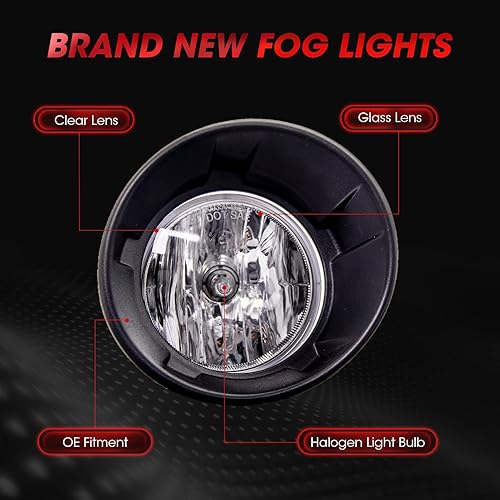 Miniatura 3 de Reemplazo de montaje de luz antiniebla para Chevy Camaro 2010 2011 2012 2013 con bombillas halógenas y bisel negro (lente transparente)