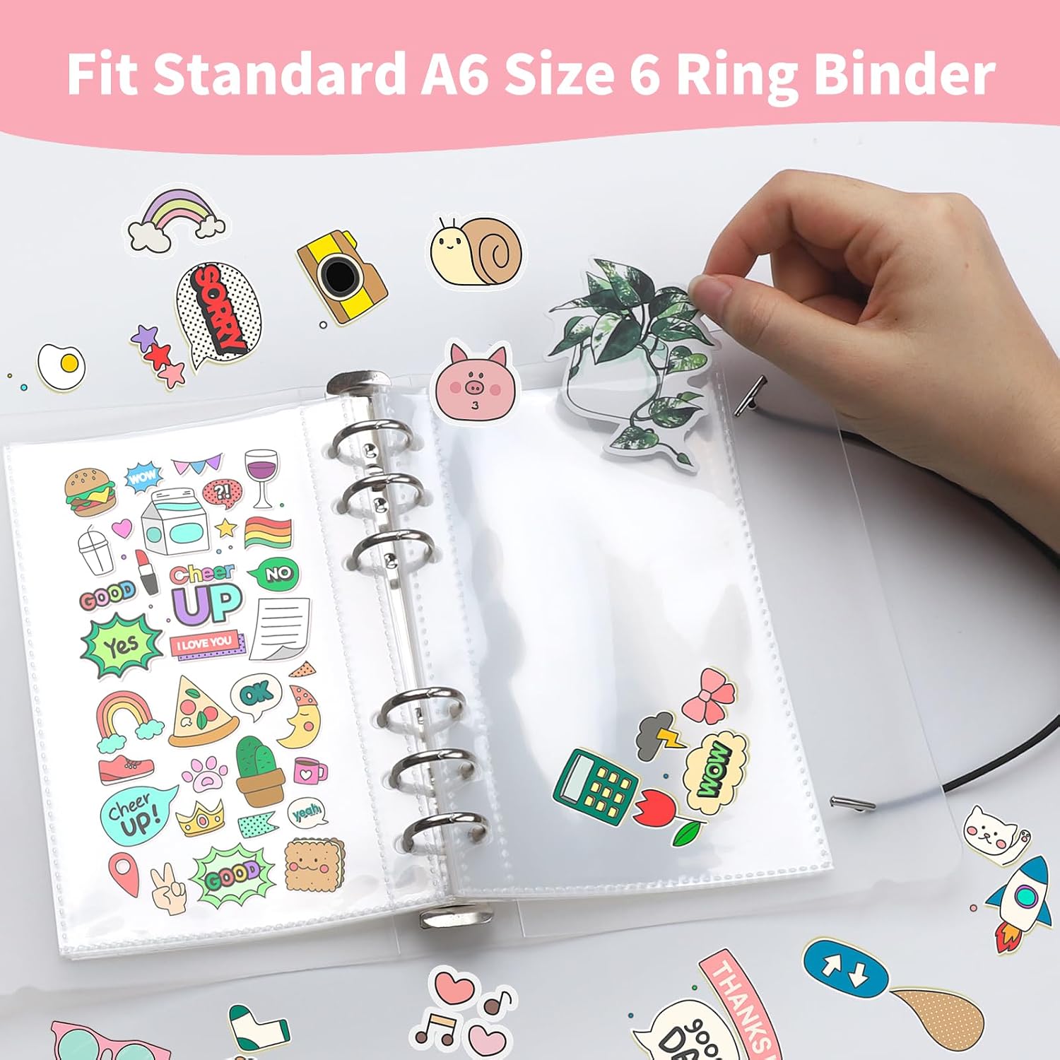 20 Pack A6 Clear 1-Pocket Sticker Organizer Binder Sleeve Sheet Refills image 3