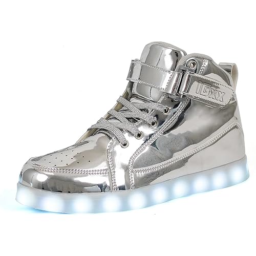 IGxx LED Light Up Shoes for Men USB Recharging High Top LED Sneakers Women Kids