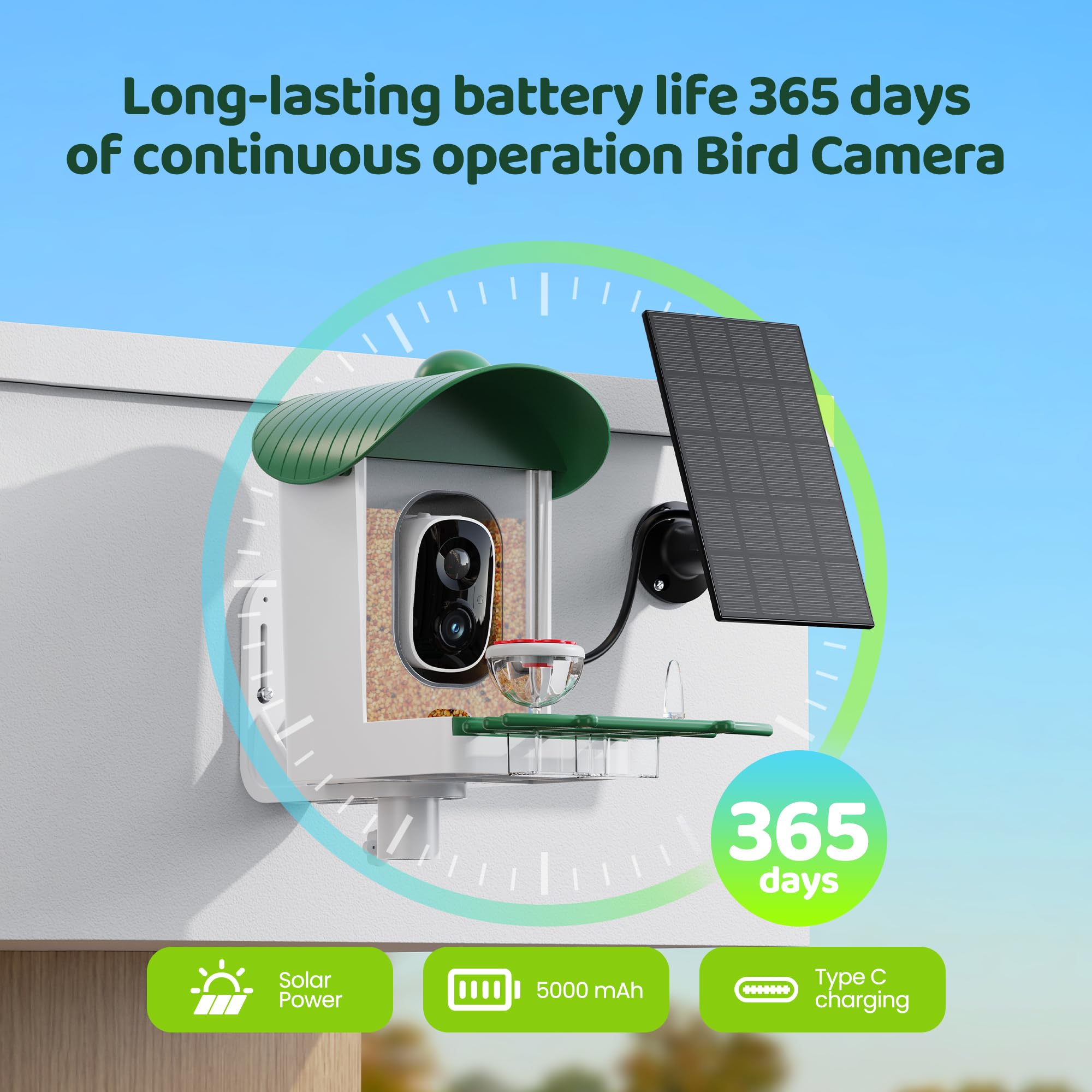 Vogelhuis Camera Zonnepaneel Outdoor Smart Voederhuis Beveiliging