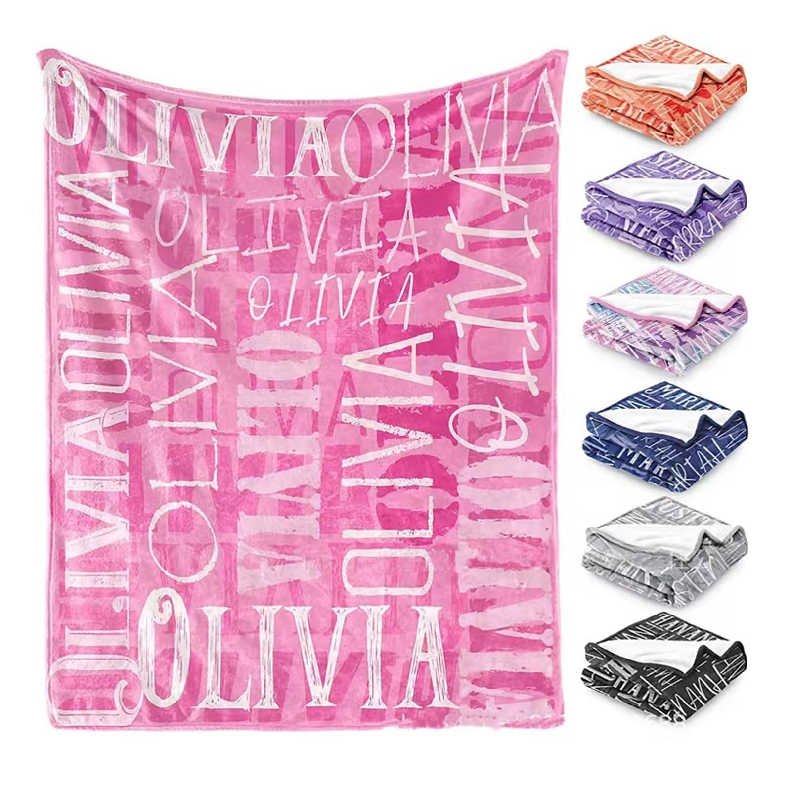 WOMB Manta de bebé personalizada con nombre, manta con nombre personalizado para niños adultos, regalo de cumpleaños/Navidad/hito para niños, niñas, recién nacidos (150 x 220 cm)