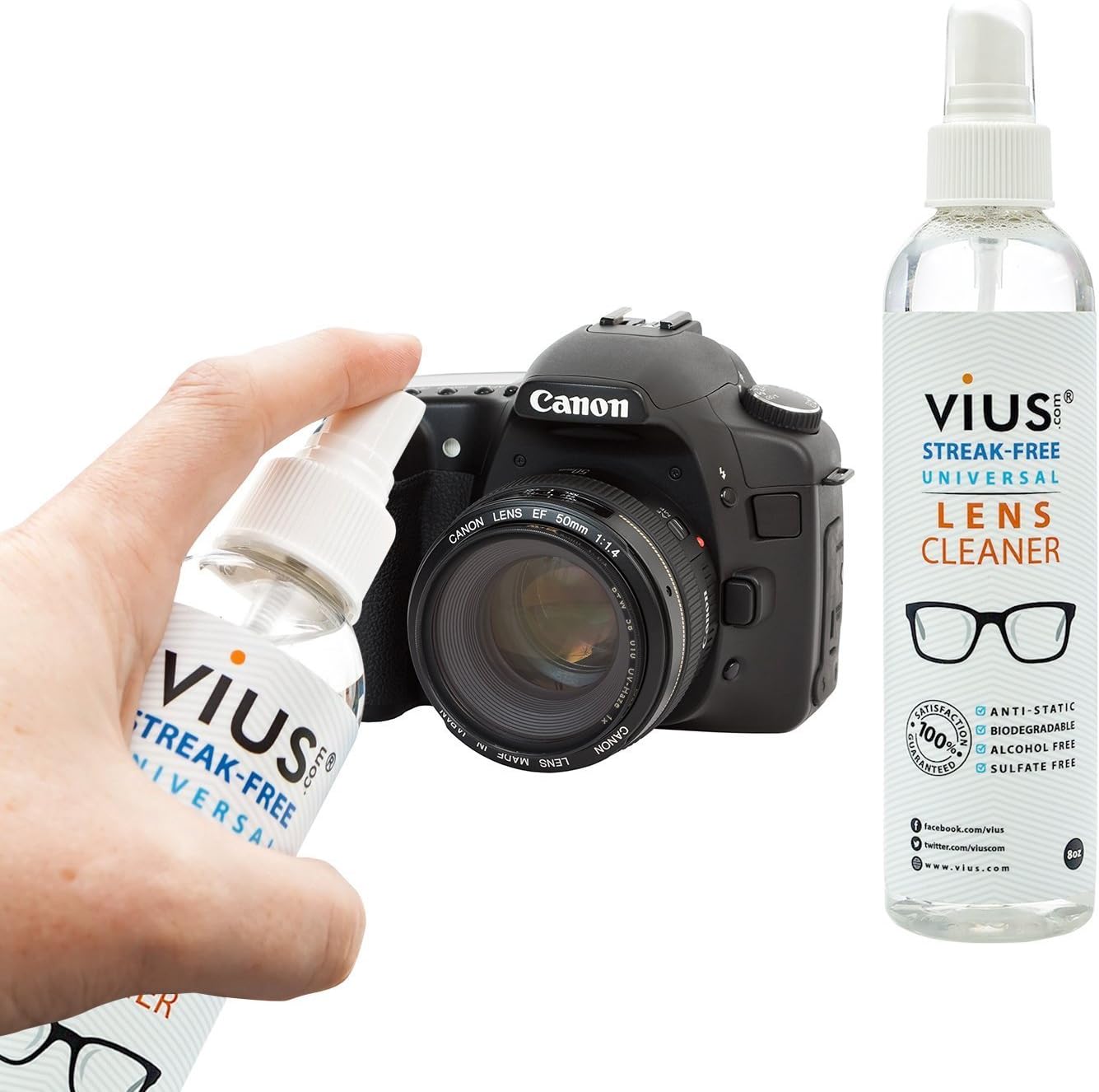 Lens Cleaner – vius Premium Lens Cleaner Spray for Eyeglasses, Cameras, and Other Lenses - Gently Cleans Fingerprints, Dust, Oil (8oz 2-Pack) : Health & Household