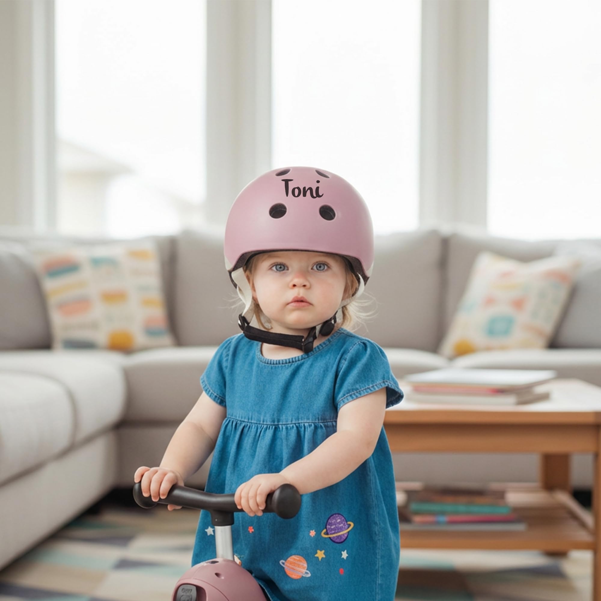 Scoot and Ride Casco per bambini – regolabile con luce di sicurezza LED – dai 1 anno in su – personalizzabile con nome
