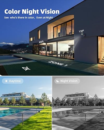 Miniatura 3 de ZUMIMALL Cámaras de seguridad inalámbricas para exteriores con soporte magnético, paquete de 4 cámaras de seguridad a pilas para exteriores con
