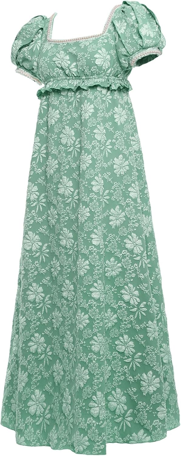 Regency Dresses for Women Luxurious Pearl Puff Victorian Dress - Image 4