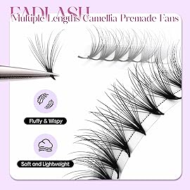 FADLASH Premade Lash Fans D Curl Premade Fans Eyelash Extensions 20D 0.07 Volume Lash Fans Premade Handmade Premade Lash Extensions Fans (20D-07D, Camellia)