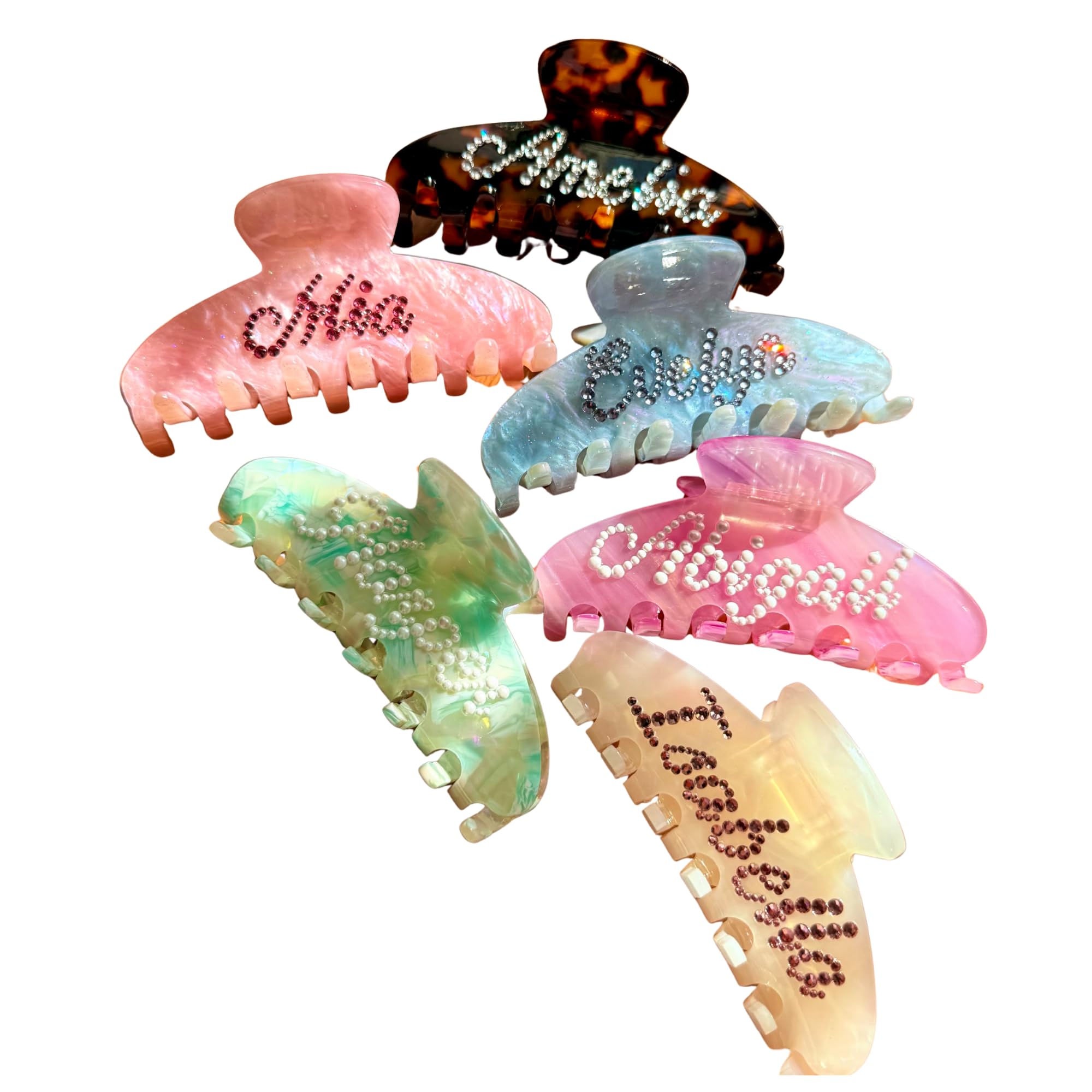 Clip per capelli con nome personalizzato - Clip per capelli con strass e perle personalizzate | Regalo per la proposta di damigella | Regalo di compleanno per BFF e fidanzata