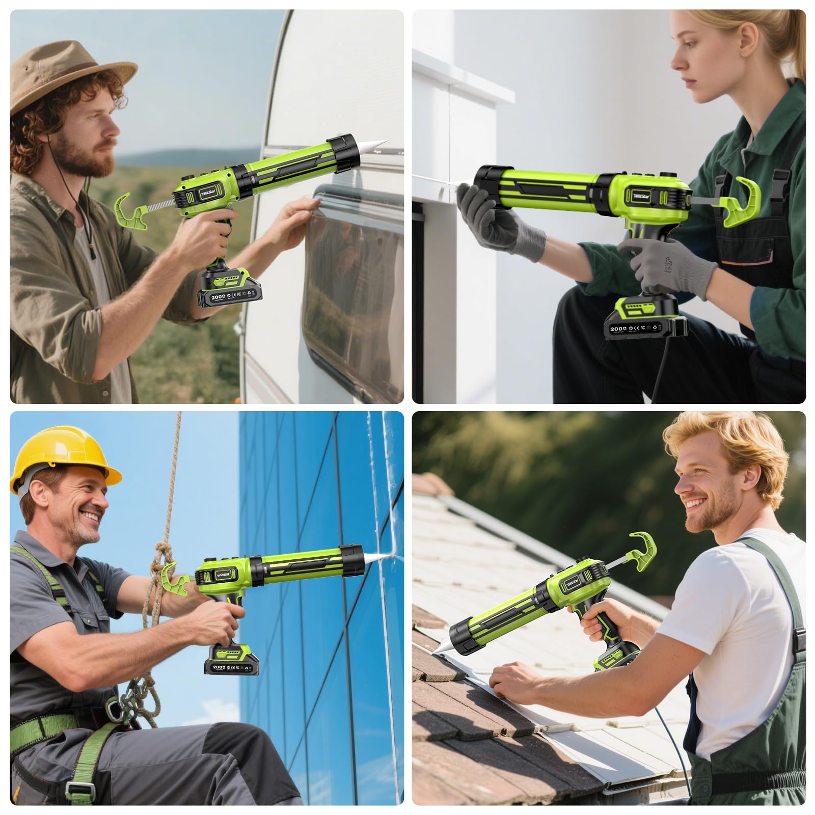 Taskstar Kartuschenpresse Akku mit 2 Akkus und LED-Licht, Akku Silikonpistole Kompatibel mit Makita 18V Akkus für 300ml-Kartuschen zum Verstemmen und Abdichten(Grün) | 2026 Kartuschenpresse Akku mit 2 Akkus und Bürstenloser Motor