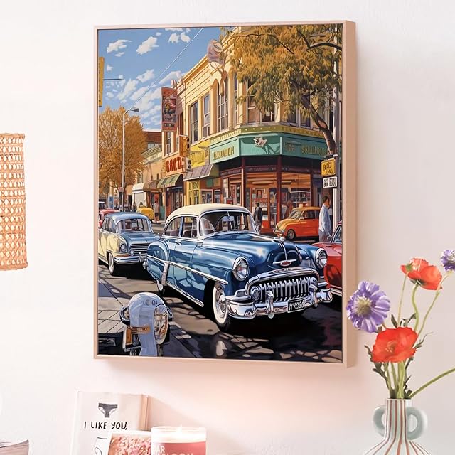 Foto 4 de 7 de JATOK Pintura por números para adultos, pintura por números, coche DIY con pinceles y pinturas acrílicas