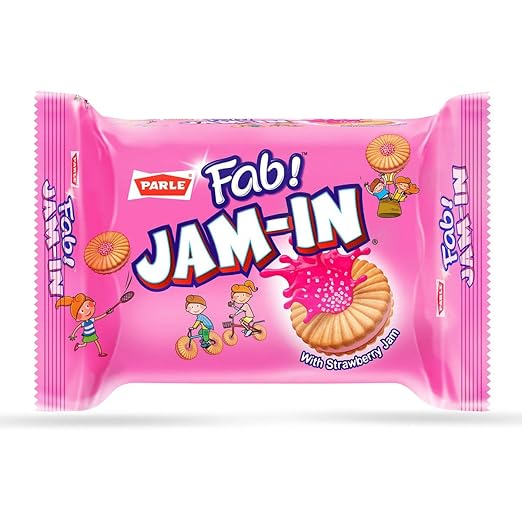 Parle Fab! Jam-in Strawberry Flavoured Jam Biscuits, 150g