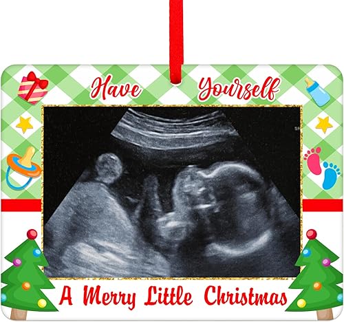 WhatSign Marcos de fotos de ultrasonido, adorno de Navidad 2023, marco de fotos de ecograma, adorno de Navidad para embarazadas, anuncios de bebé,