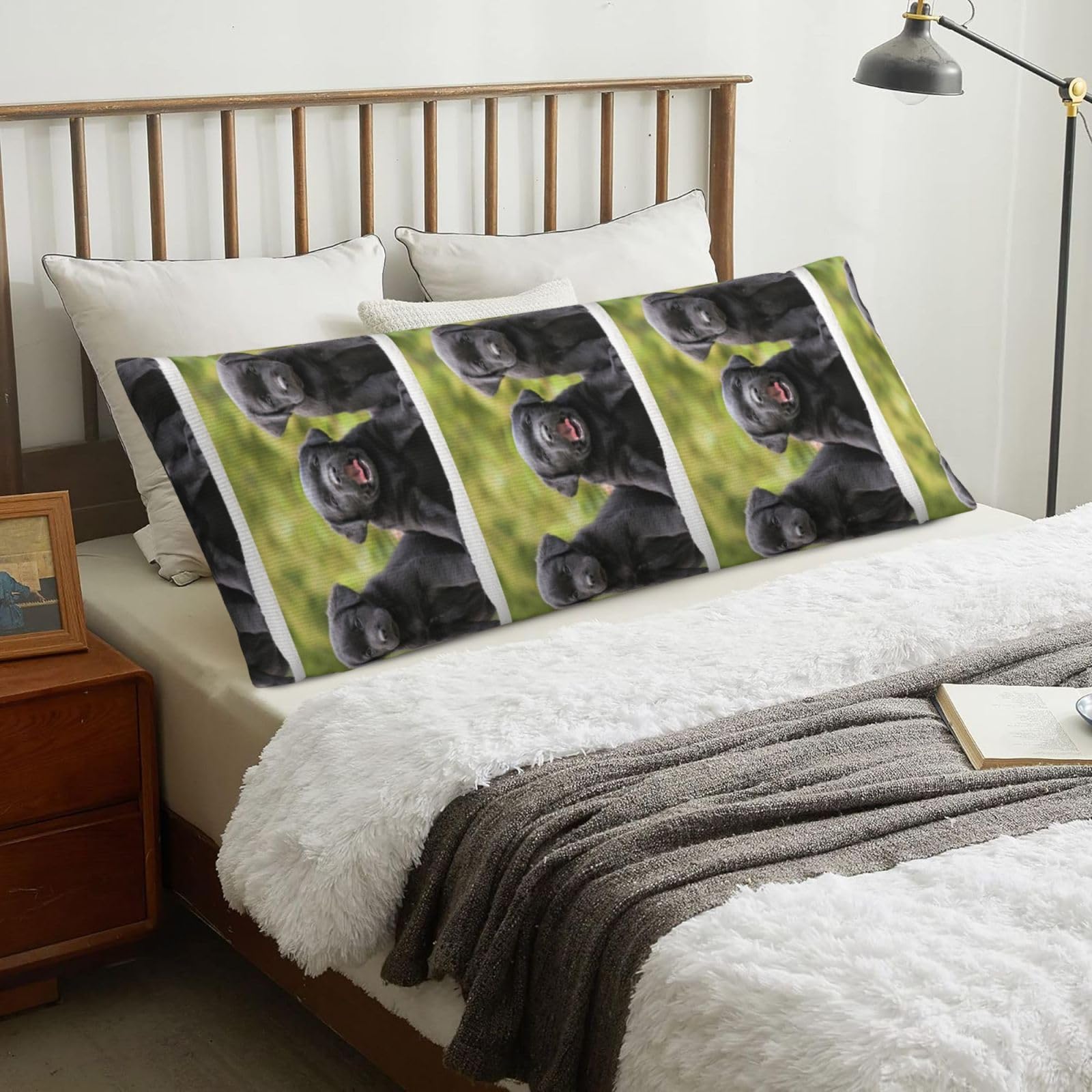 Labrador Retriever Dog Print, Body Pillow Cover with Zipper,Long Body Pillowcase 20 x 60 in