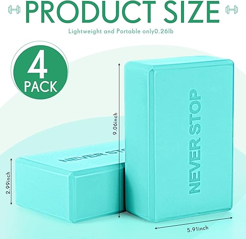 Miniatura 2 de Paquete de 4 bloques de yoga antideslizantes para pilates, bloques de espuma de ladrillo para pilates, danza, gimnasia, entrenamiento, fitness,