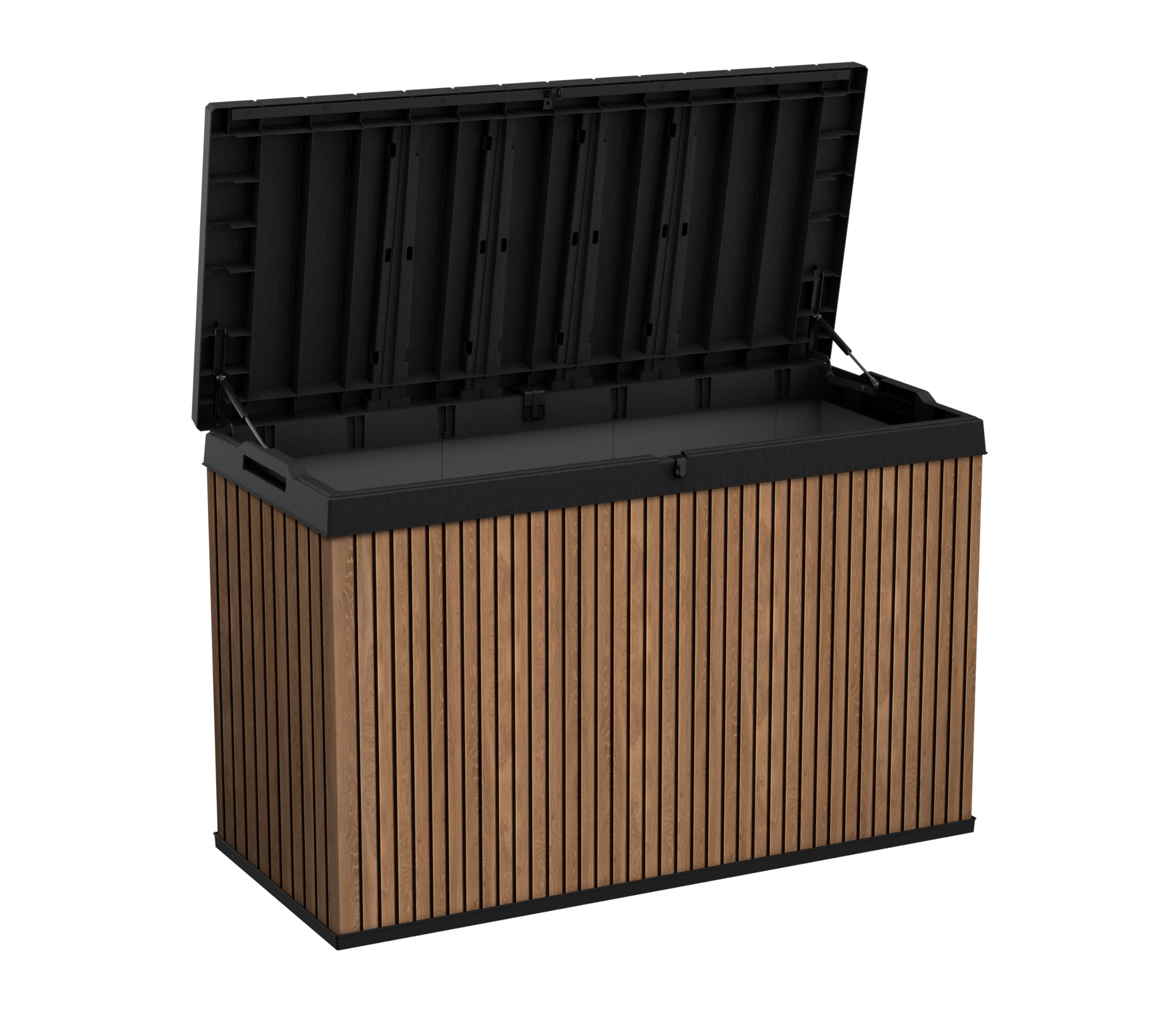 Keter Auflagenbox/Kissenbox 662 Liter l 100% Wasserdicht l mit Belüftung dadurch kein übler Geruch/Schimmel l Moderne Holzdielenoptik l Deckel belastbar bis 300 KG (2 Personen)