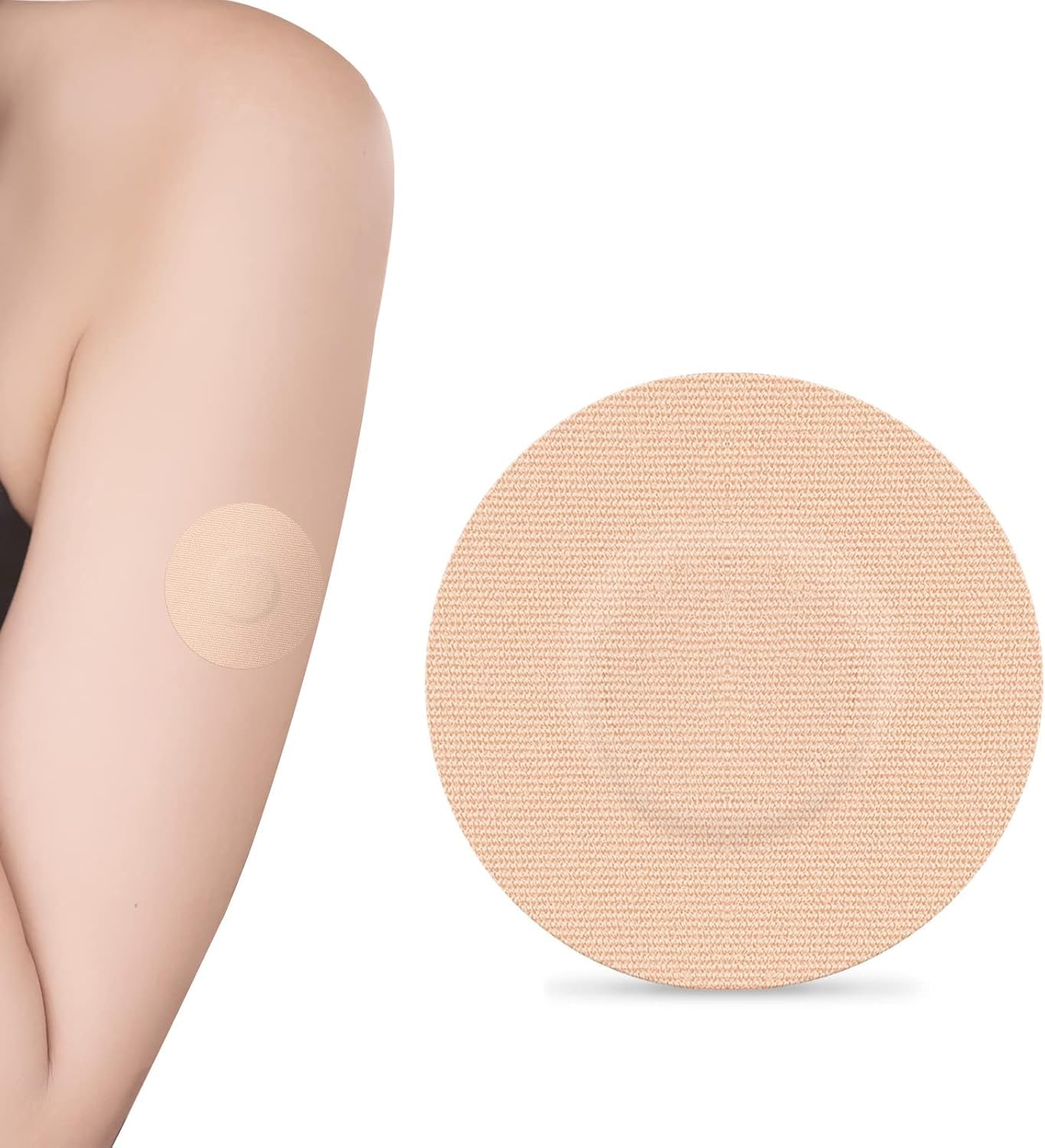 40Pack Freestyle Bandage for Libre 3 Sensor Covers Waterproof 14 Days Overpatch Tape CGM Adhesive Patches Without Hole, No Glue or Holes in The Center,Beige