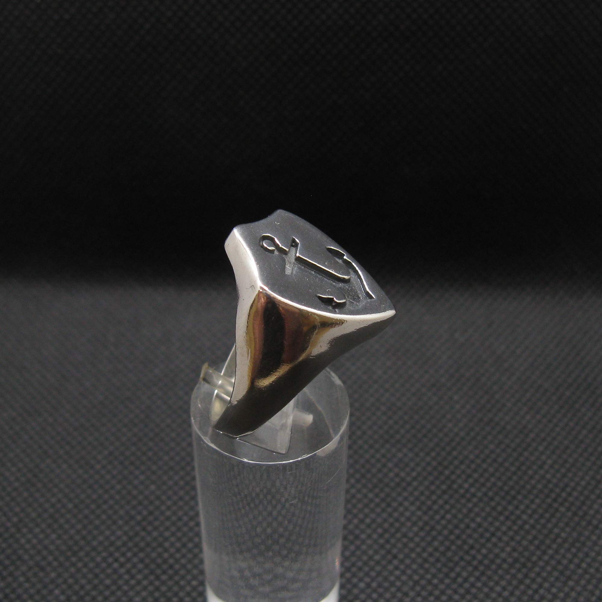Anillo de Plata Esterlina Para Hombres Ancla Con Distintivo Sólido 925
