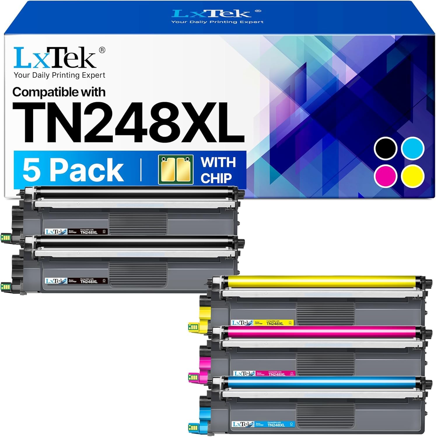 LxTek TN248XL TN248 für Brother MFC-L3760CDW Toner TN 248 TN-248 TN 248 TN-248XL XL Kompatibel für Brother DCP-L3560CDW MFC-L3740CDW HL-L3220CWE MFC-L3740CDWE DCP L3520CDW (5er-Pack)