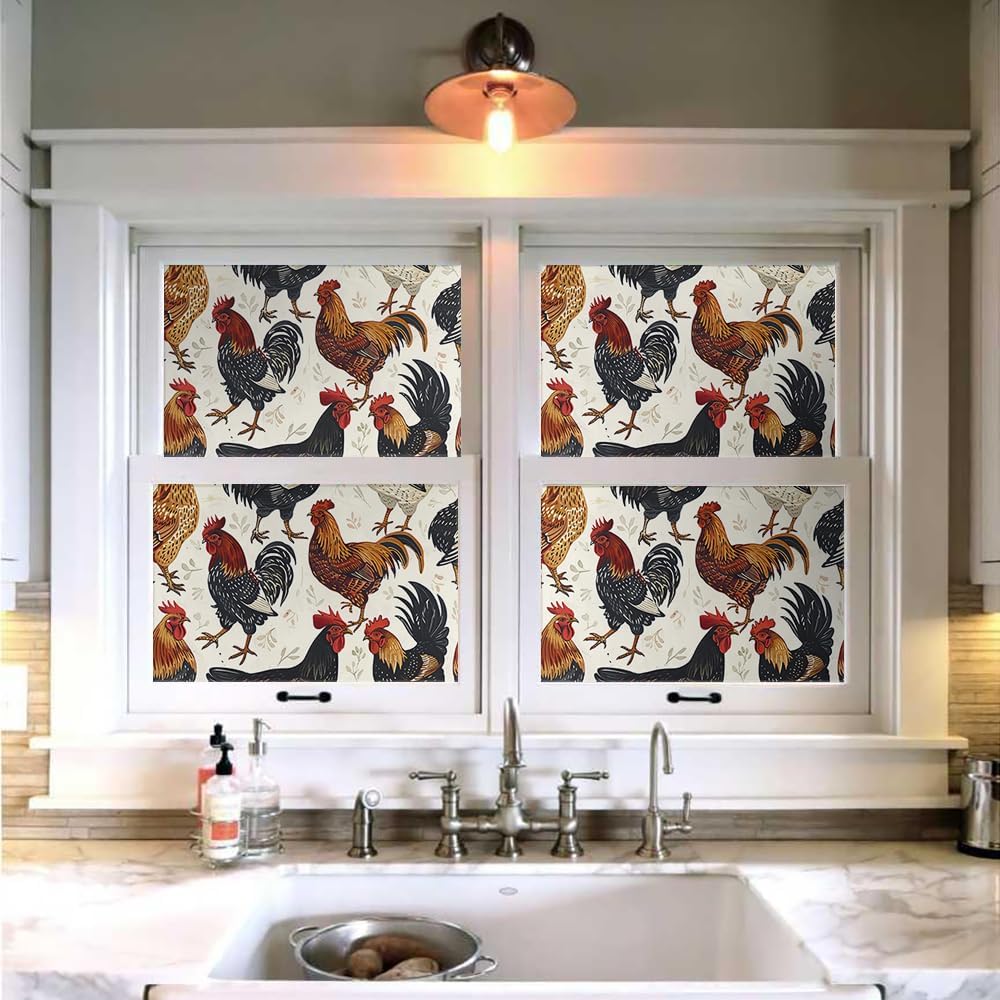 18"x236" Boho Farm Rooster Chicken Peel and Stick Self Adhesive Wallpaper Removable Contact Paper Stick on Easy Peel Off Wall Paper for Kitchen Bedroom Bathroom Renter