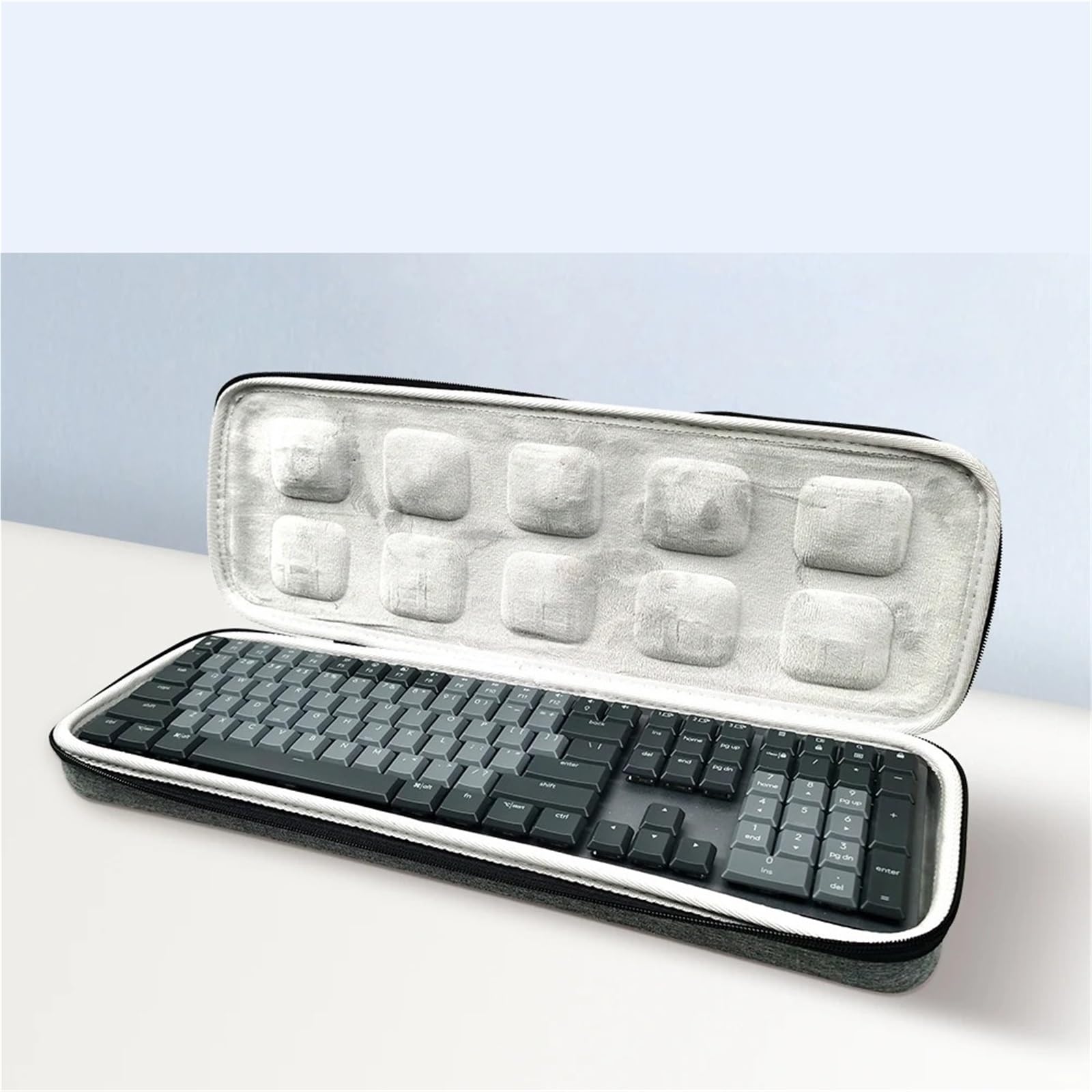 Funda para Guardar el Teclado, Funda con Teclado for inalámbrico Bluetooth Doble Cremallera Gris, Varios tamaños(L)