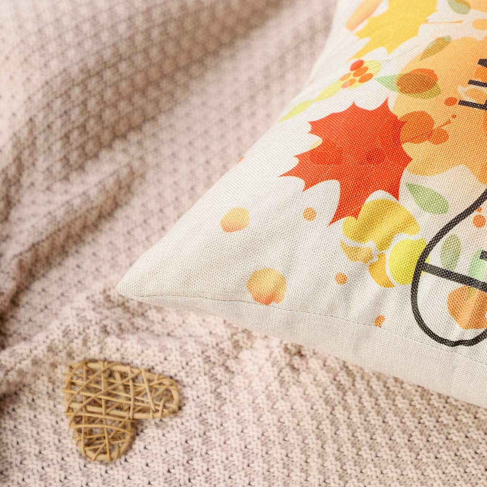 Artscope Giorno del Ringraziamento Federe per Cuscini Divano, Tema Autunnale Cotone Biancheria Gettare Decorativo Caso Federa Cuscino Divano Auto 45 x 45 cm, Set di 4 (Foglia di Acero/Zucca/Camion