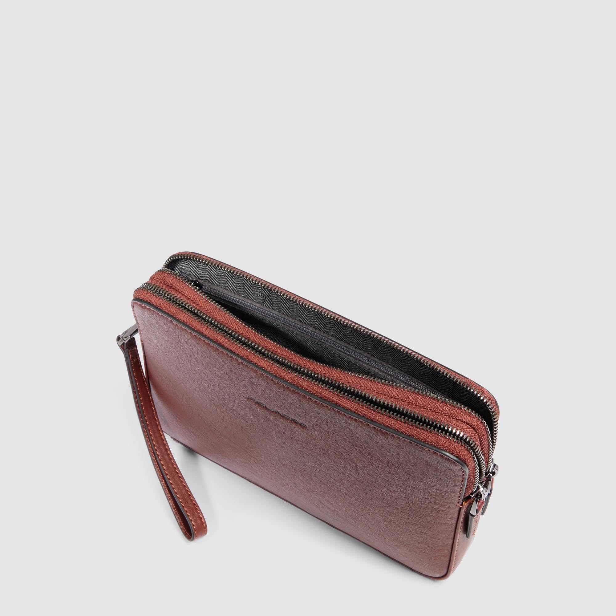 Piquadro – Bolso de mano de Cuero para hombre – Color tostado – Para profesionales